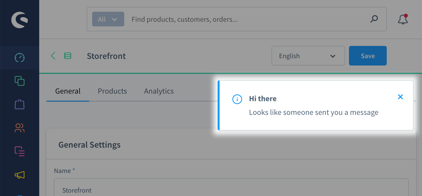 An admin notification